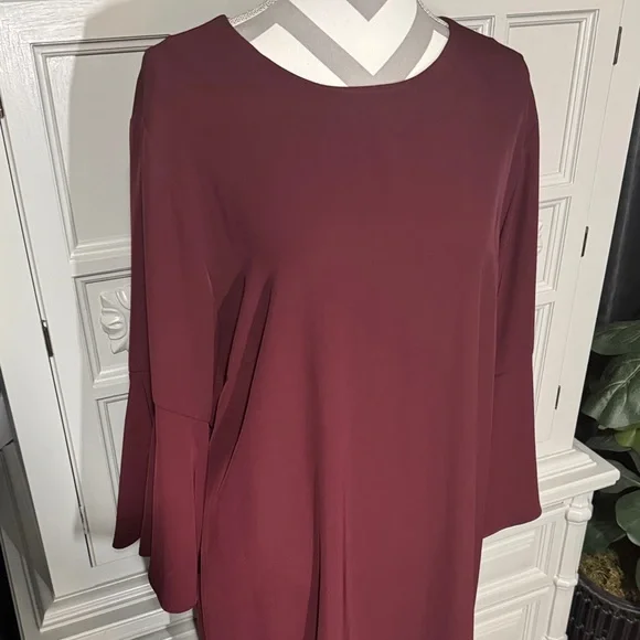Carmen Marc Valvo Elegant Burgundy Midi Dress Size 18W - Picture 2 of 10